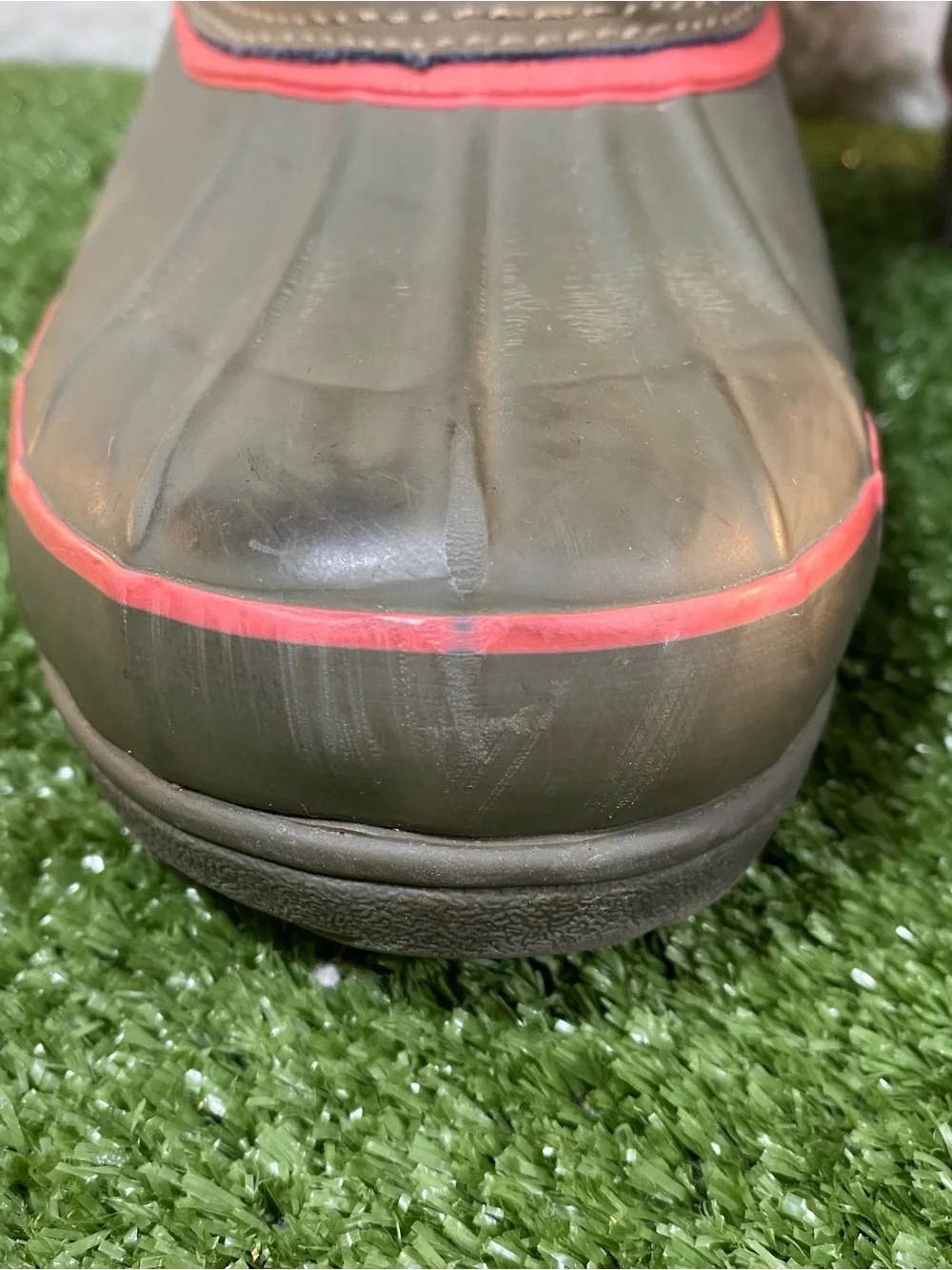 Khombu Nola Duck Boots Women's SZ 9 Olive Green Rubber Faux Fur Rain Snow Ankle